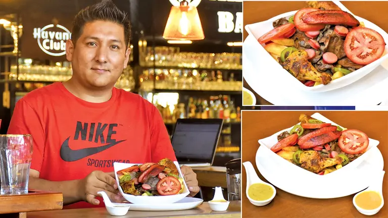 Adalid Pérez, un emprendedor que innova la gastronomía local con el pique anticuchero y tiene el objetivo de posicionarlo en toda Bolivia. DICO SOLÍS