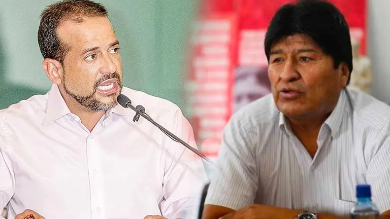 Luis Fernando Camacho, gobernador de Santa Cruz y Evo Morales, expresidentede Bolivia. Foto: Archivo OPINI&Oacute;N