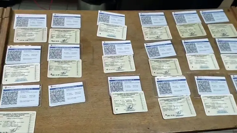 Una imagen de los carnets de vacunación falsos en Potosí. GADP