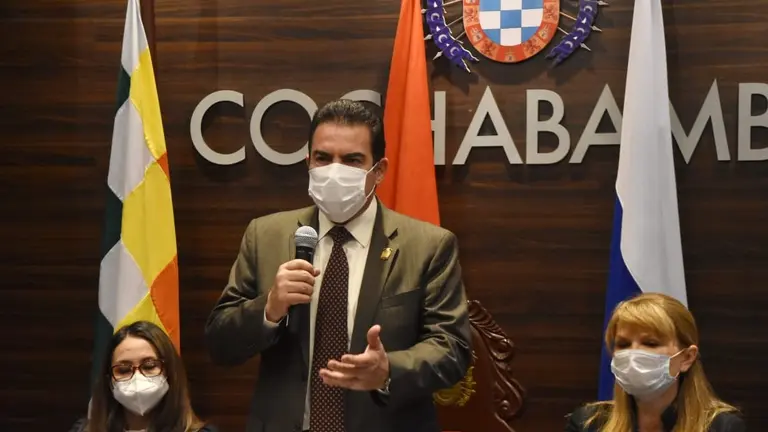 El alcalde Manfred Reyes Villa durante un acto en la Alcald&iacute;a, este martes. NO&Eacute; PORTUGAL