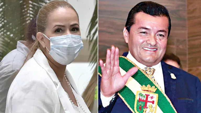 La exalcaldesa Angélica Sosa y la actual autoridad edil, Jhonny Fernández. ARCHIVO