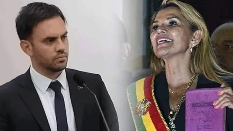 El ministro Eduardo del Castillo (i) y Jeanine &Aacute;&ntilde;ez, cuando asumi&oacute; la presidencia. ARCHIVO OPINI&Oacute;N