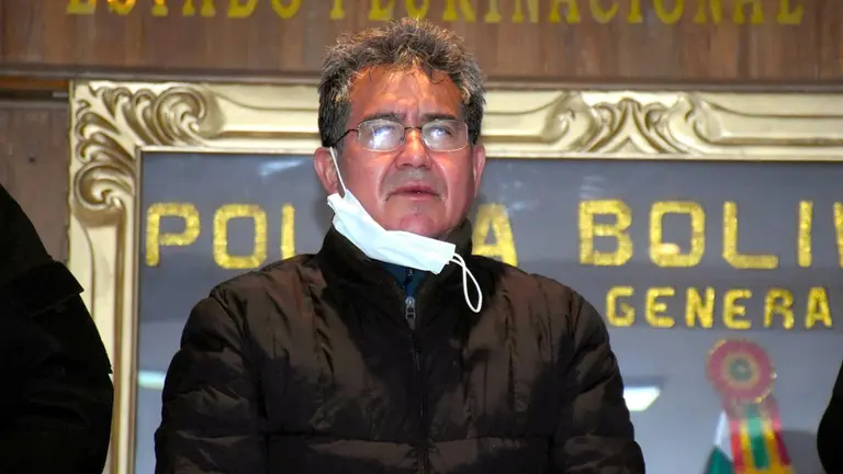 Maximiliano Dávila, durante la presentación que hizo el Ministerio de Gobierno. APG