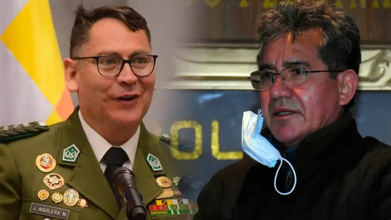 Jhonny Aguilera (i), comandante de la Polic&iacute;a y Maximiliano D&aacute;vila. OPINI&Oacute;N