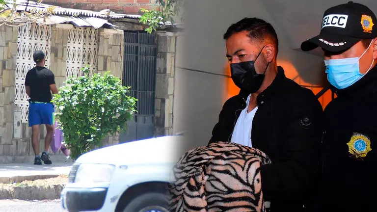 Fotograf&iacute;a del asesino caminando en libertad por su domicilio (i) momento en que es recapturado. Fotos: Dico Sol&iacute;s y APG