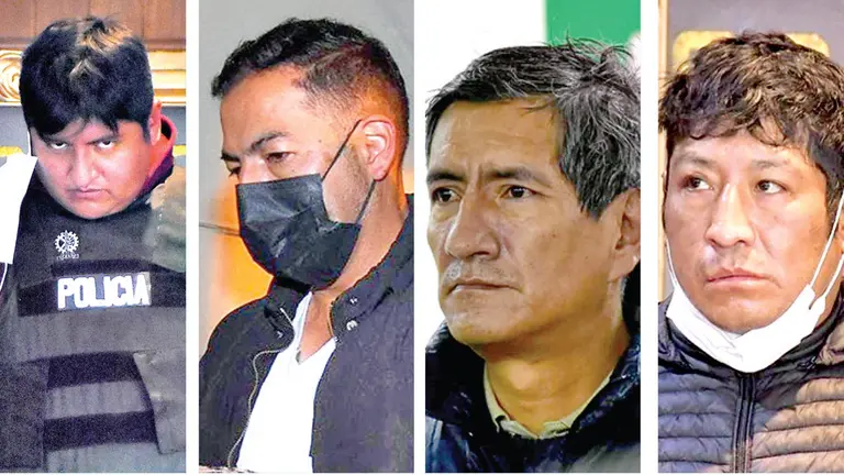 Richard Choque, Félix Ferreira, Rubén Centellas y Lionel Cortez, asesinos recapturados en las últimas semanas.     APG-MINISTERIO DE GOBIERNO