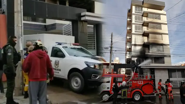 El veh&iacute;culo de homicidios de la Polic&iacute;a ingresa al edificio. Foto: Rub&eacute;n Rodr&iacute;guez