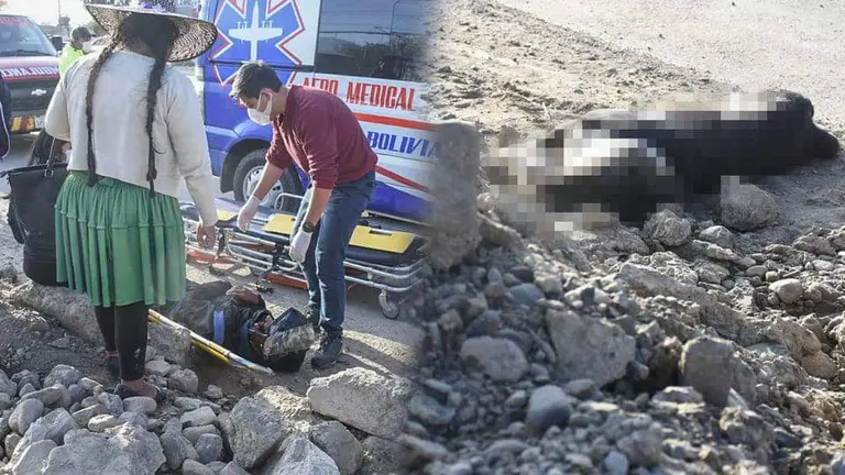 El hombre accidentado en a Blanco Galindo. Del otro lado, el can sin vida. DICO SOL&Iacute;S