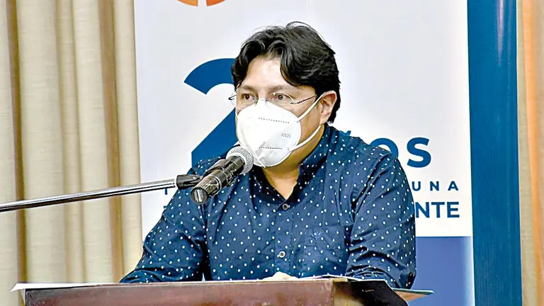 El presidente del Consejo de la Magistratura, Marvin Molina, durante la conferencia de prensa. CONSEJO DE LA MAGISTRATURA