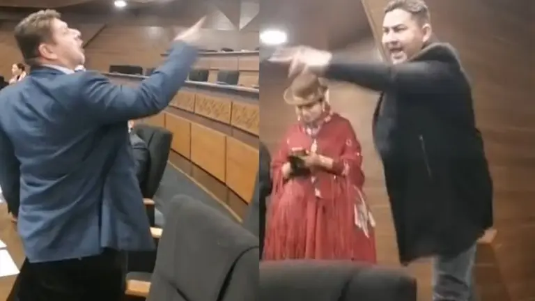 La discusi&oacute;n caldeada entre los diputados Omar Rueda y Jos&eacute; Carlos Guti&eacute;rrez. CAPTURA DE VIDEO
