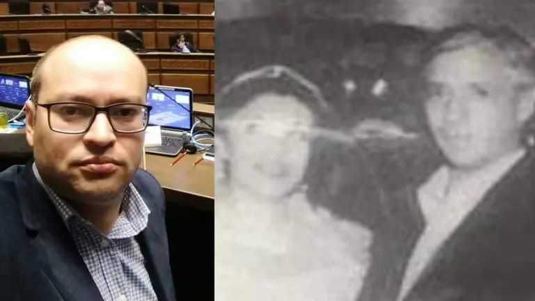 El diputado Erwin Baz&aacute;n (i) y la foto que public&oacute; en el Facebook, misma con la que pretende involucrar a &Aacute;lvaro Garc&iacute;a Linera en un "padrinazgo".