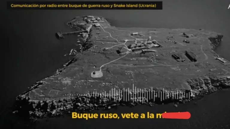 Im&aacute;gen usada para graficar la conversaci&oacute;n tensa entre el buque de guerra ruso y soldados ucranianos. ABC.ES