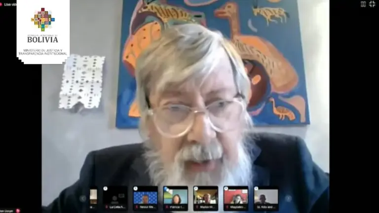 Julian Burger, parte del Grupo Interdisciplinario de Expertos Independientes (GIEI-Bolivia). CAPTURA DE VIDEO