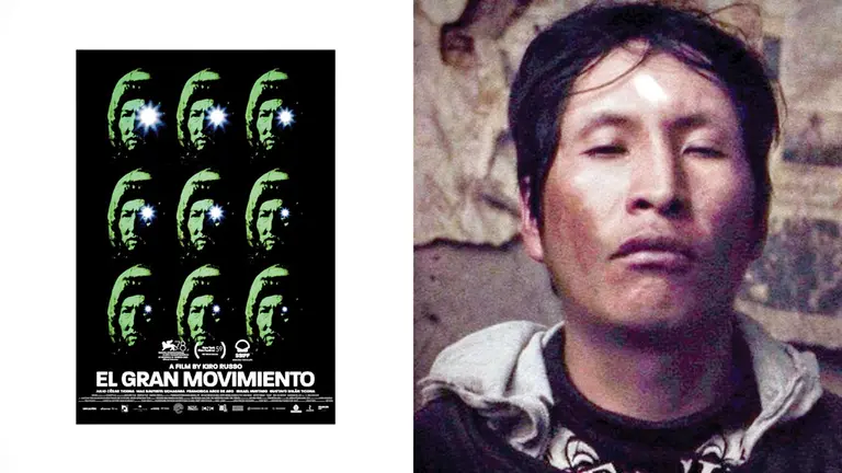 Afiche promocional y un fotograma de la película del director Kiro Russo. SOCAVÓN