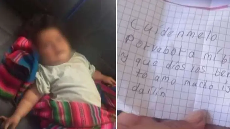 La beb&eacute; abandonada en Santa Cruz, que finalmente no ser&iacute;a Daylin, la ni&ntilde;a raptada en La Paz. UNITEL