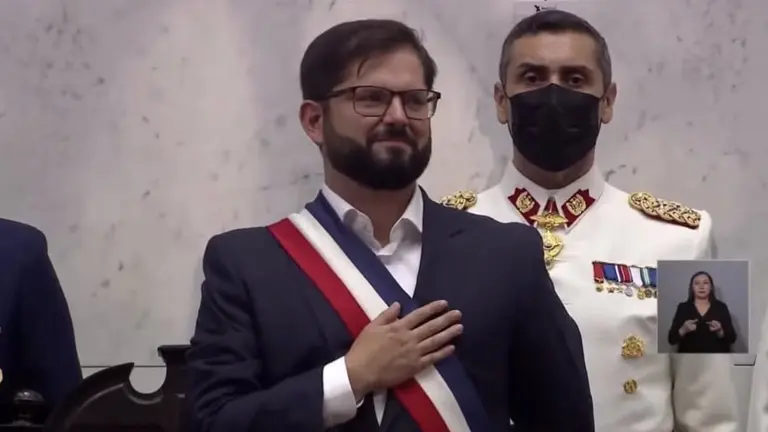 El presidente de Chile, Gabriel Boric, tras la toma de su juramento. RRSS