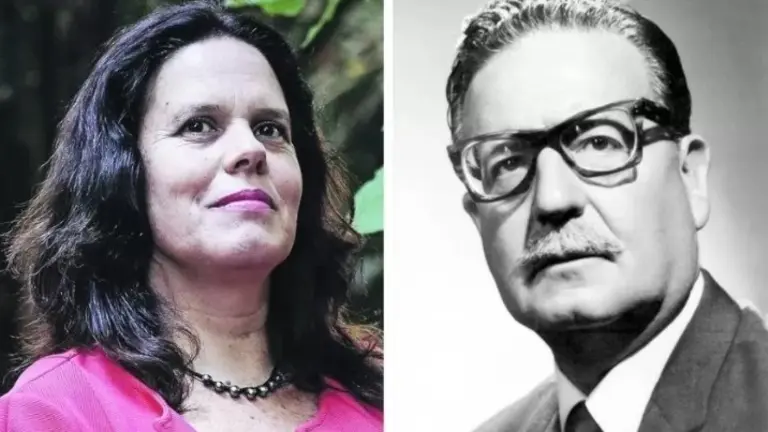 Maya Fern&aacute;ndez, ministra de Defensa de Chile. Del otro lado, su abuelo, el hist&oacute;rico expresidente chileno Salvador Allende. TWITTER