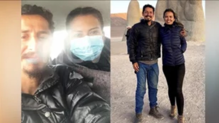 Pareja de turistas brasile&ntilde;os que fue rescatada en el Salar de Uyuni. RRSS