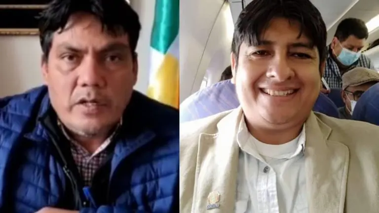 El diputado H&eacute;ctor Arce (i) y su par Rolando Cu&eacute;llar, ambos, del MAS.