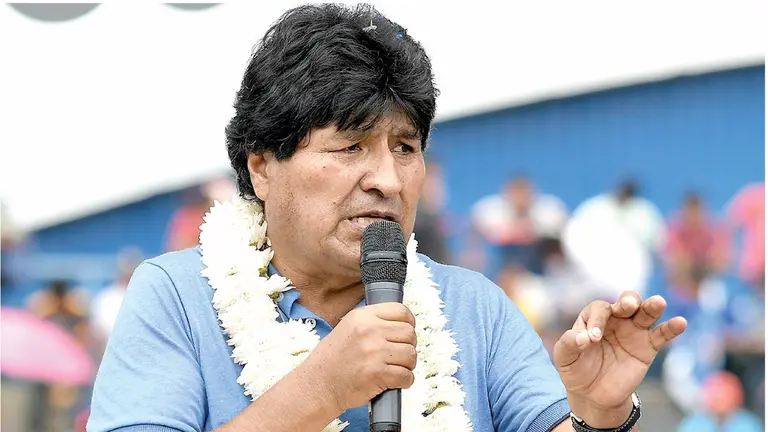 El expresidente y l&iacute;der del MAS, Evo Morales, en un acto p&uacute;blico.