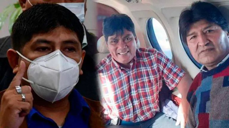 El diputado Rolando Cuellar (i), el diputado H&eacute;ctor Arce y el l&iacute;der del MAS, Evo Morales.