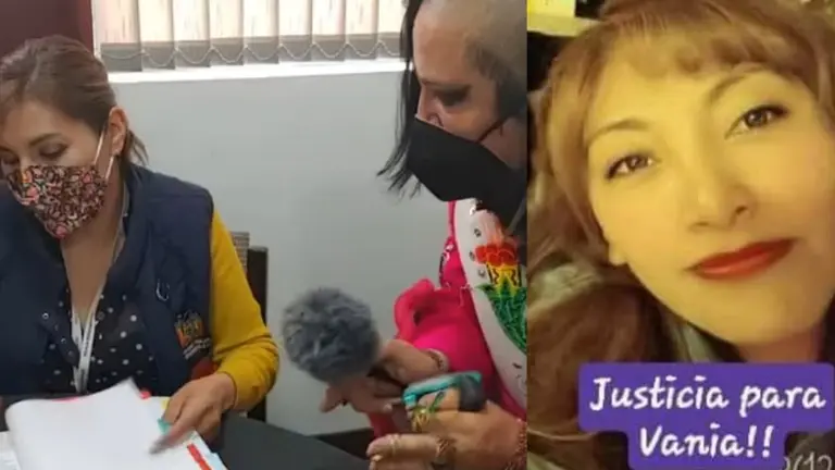 Del lado izquierdo, la fiscal Dubraska Jord&aacute;n, increpada por la activista Mar&iacute;a Galindo. Del otro, la v&iacute;ctima de presunto feminicidio, Vania Trujillo.