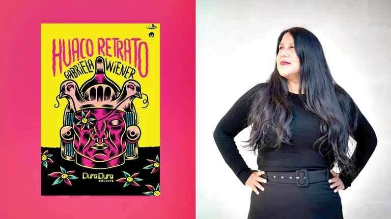 La portada de la edición boliviana de &lsquo;Huaco retrato&rsquo; y la escritora Gabriela Wiener. MARCO TÒXICO-INMA FLORES