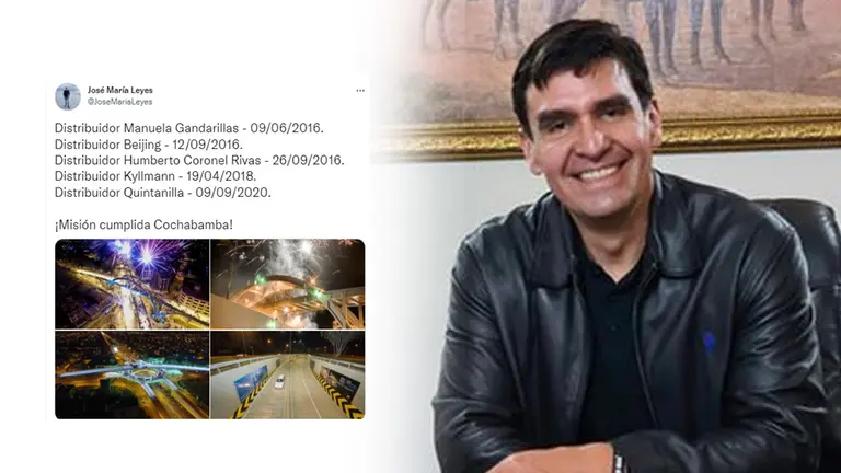 El exalcalde Jos&eacute; Mar&iacute;a Leyes, exhibiendo las im&aacute;genes de diferentes corredores vehiculares. OPINI&Oacute;N