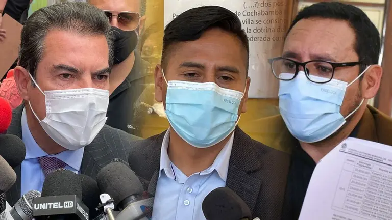 El alcalde Manfred Reyes Villa y los concejales Joel Flores (MAS) y Diego Murillo (S&uacute;mate). OPINI&Oacute;N
