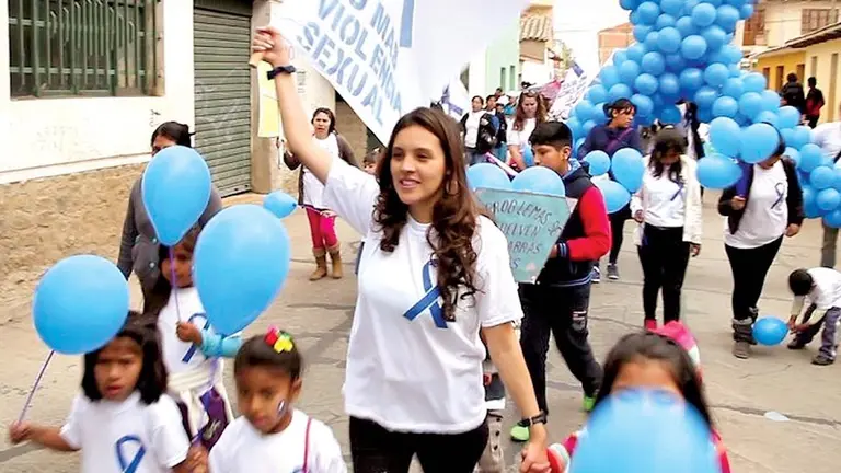 Brisa, en una manifestación en contra de la violencia sexual en Cochabamba. ARCHIVO