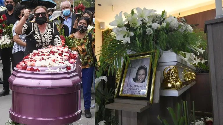 Los féretros de Valeria Mercado y Wilma Fernández, mujeres asesinadas. DICO SOLÍS Y APG