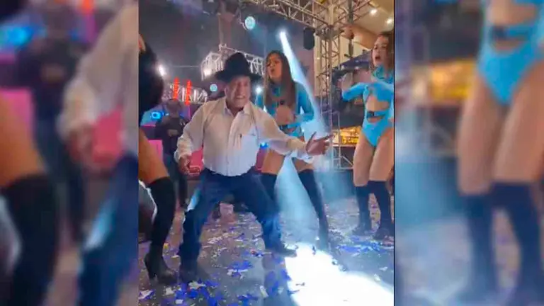El Tata Quispe bailando en el preste junto a Maroyu. Captura