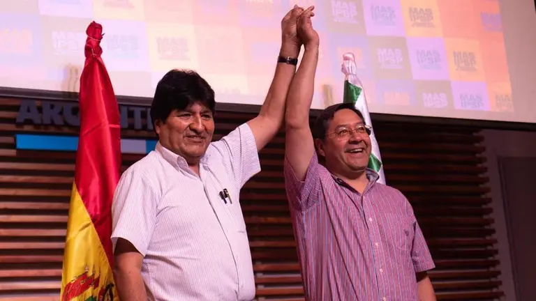 El líder del MAS, Evo Morales (i), y el presidente de Bolivia, Luis Arce. FACEBOOK EVO MORALES