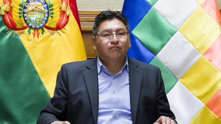 El vicecanciller Freddy Mamani, en una conferencia de prensa anterior. CANCILLER&Iacute;A DE BOLIVIA