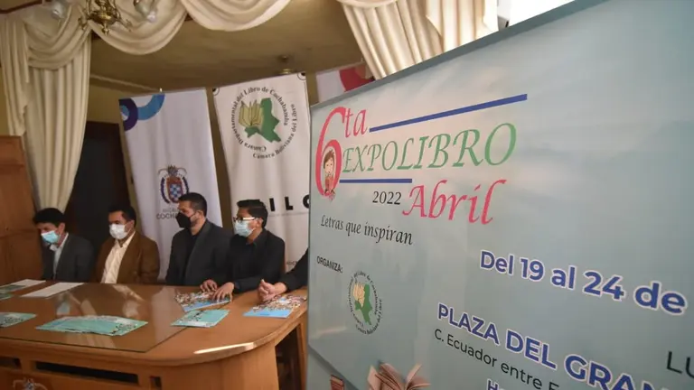 El afiche de la Expolibro en en lanzamiento del evento.            NO&Eacute; PORTUGAL