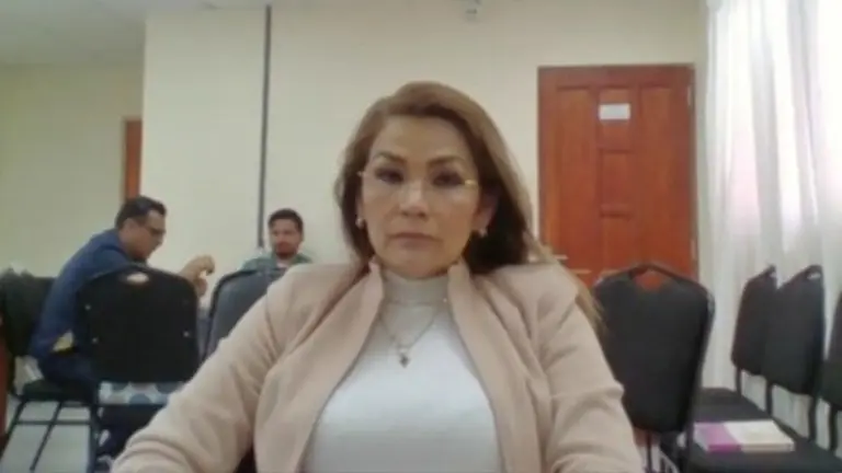 Jeanine &Aacute;&ntilde;ez, en una de sus audiencias de abril de 2022. ARCHIVO