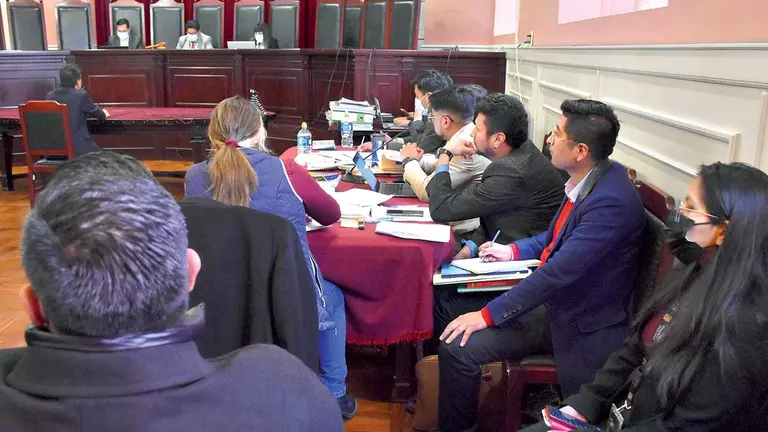 El juicio oral contra Jeanine Áñez y exjefes militares y policiales. APG