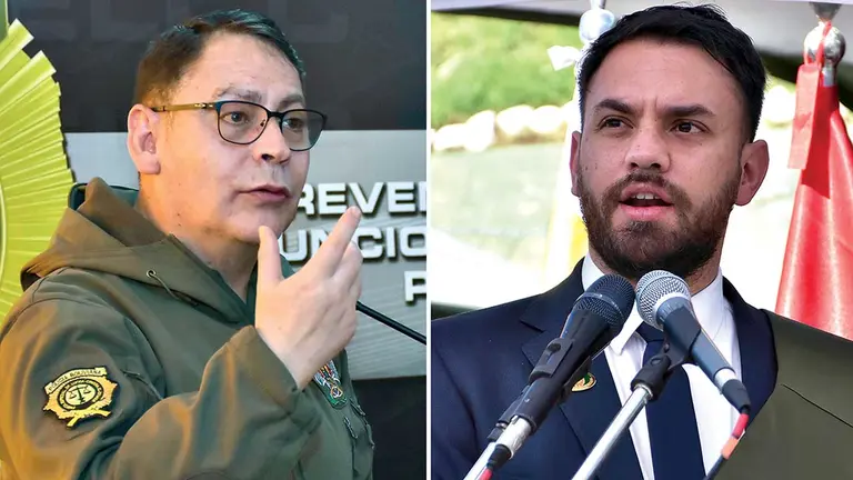 Comandante de la Policía, Jhonny Aguilera, y ministro de Gobierno, Eduardo del Castillo. ARCHIVO