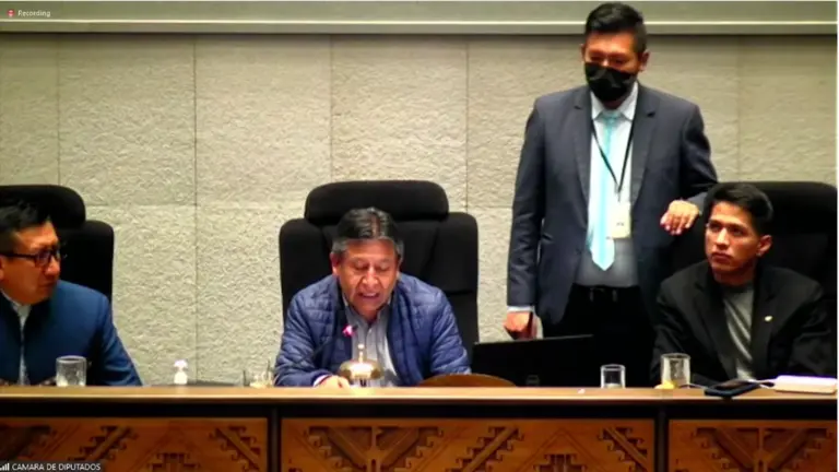 El vicepresidente del Estado David 
 Choquehuanca, durante la elecci&oacute;n del Defensor del Pueblo.