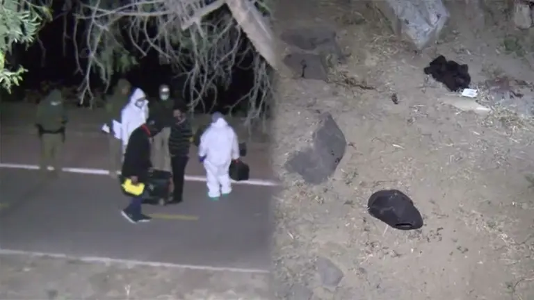 Personal de FELCC y Homicidios realizan el levantamiento del cad&aacute;ver(i) Prendas de vestir halladas en la escena del crimen(d).