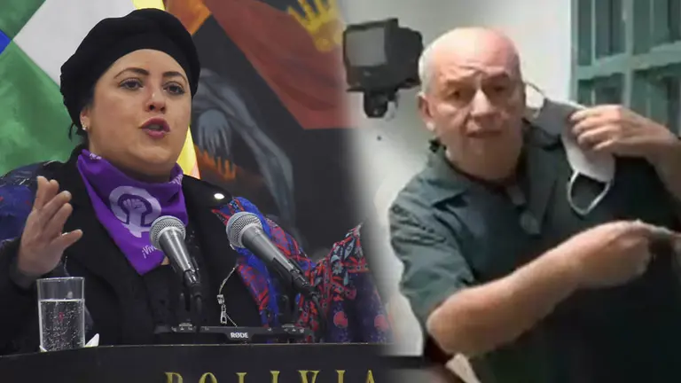 Mar&iacute;a Nela Prada, ministra de la Presidencia y Arturo Murillo, exministro de Gobierno