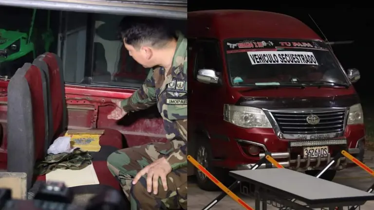 FELCN halla droga en minibuses en la carretera bioce&aacute;nica, Santa Cruz. MINISTERIO DE GOBIERNO