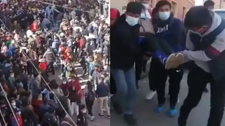 La estampida humana, en Potos&iacute;. CAPTURA DE VIDEOA