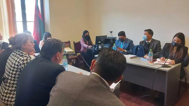 Una pasada audiencia de la exmandataria Jeanine Añez. Viceministerio de Comunicación.