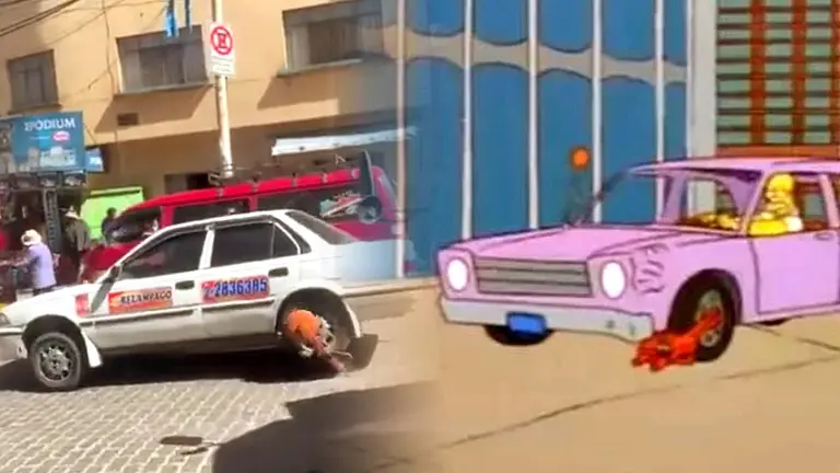 El veh&iacute;culo engrapado de El Alto es comparado con Los Simpson.