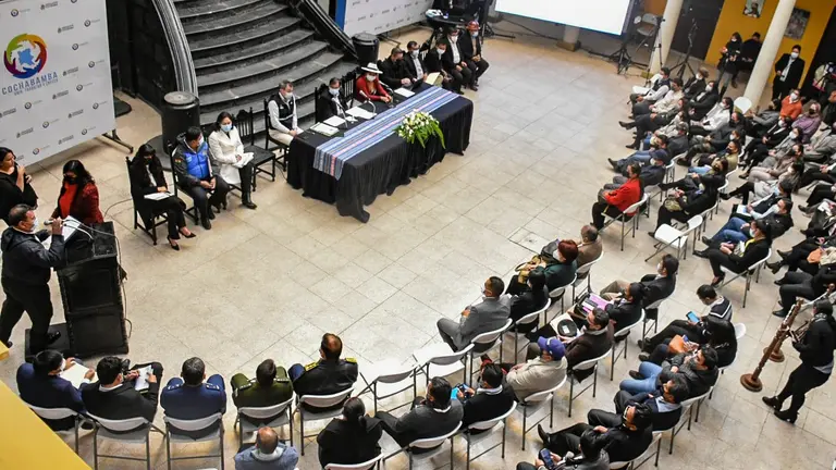 El acto de rendici&oacute;n de cuentas inicial 2022 de las autoridades de la Gobernaci&oacute;n de Cochabamba, este 23 de mayo. DICO SOL&Iacute;S