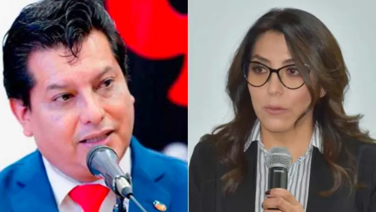 Dirigente universitario Max Mendoza y la directora ejecutiva de la Autoridad Jurisdiccional Administrativa Minera (AJAM), Carmen Nilza López Valenzuela. URGENTE.BO