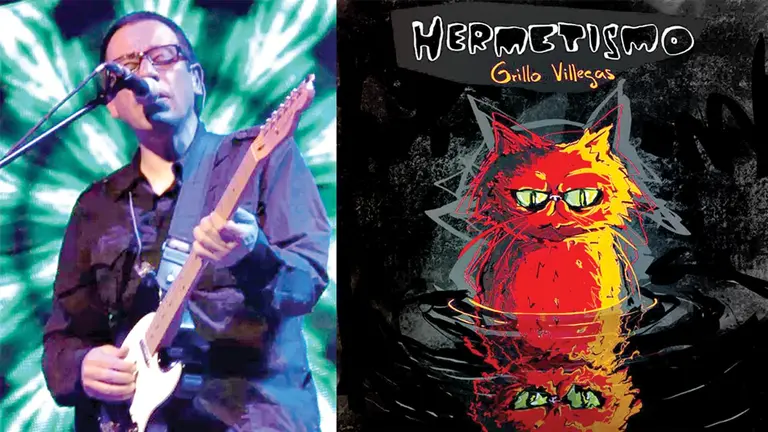 El músico Grillo Villegas y la portada de su más reciente  álbum &lsquo;Hermetismo&rsquo;.         ARCHIVO