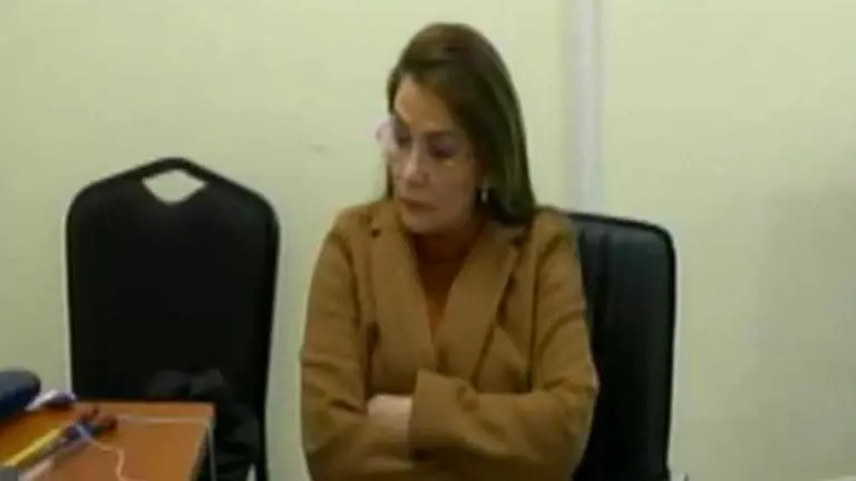 La expresidente Jeanine Añez durante su participación en el juicio del denominado caso Golpe de Estado II. ERBOL