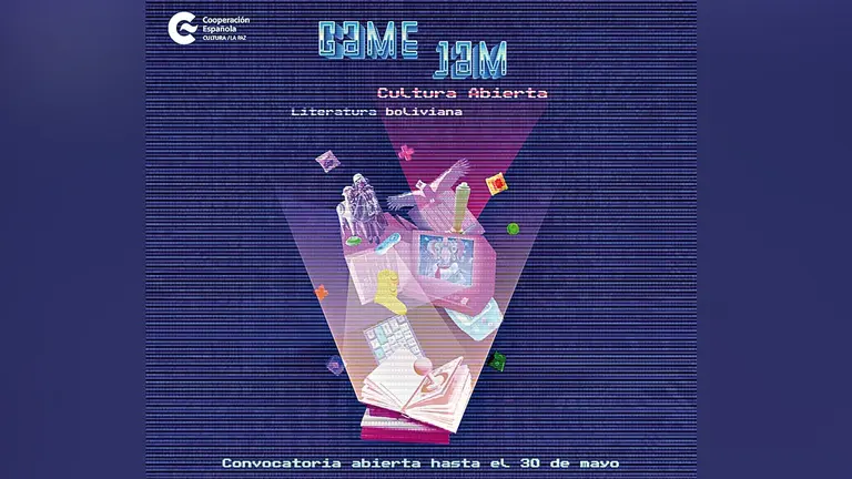 Afiche de la convocatoria del Game Jam Cultura Albierta. CCLP